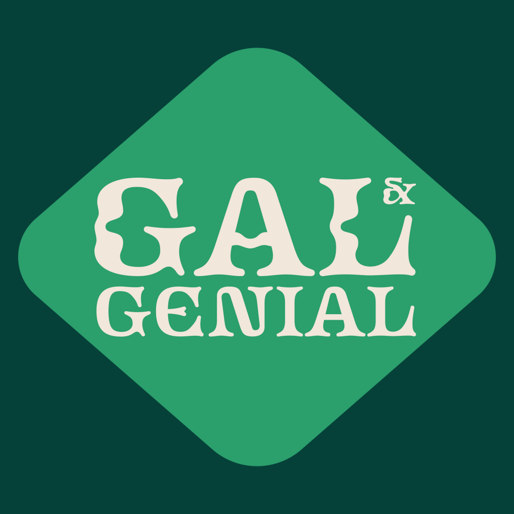 Gal & Genial Logo. Grønn med hvit skrift